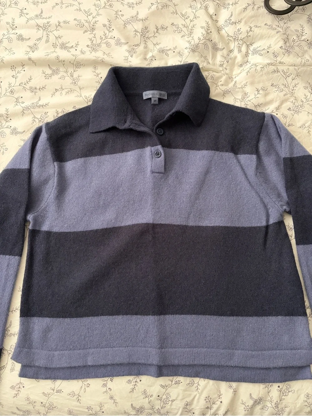 Uniqlo Women's Striped Polo Sweater in Blue & Black - Picture 1 of 3